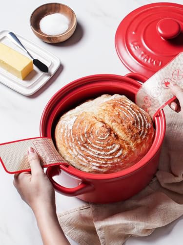 3 QT Ceramic Bread Baker with Lid for Sourdough (Chili Red)