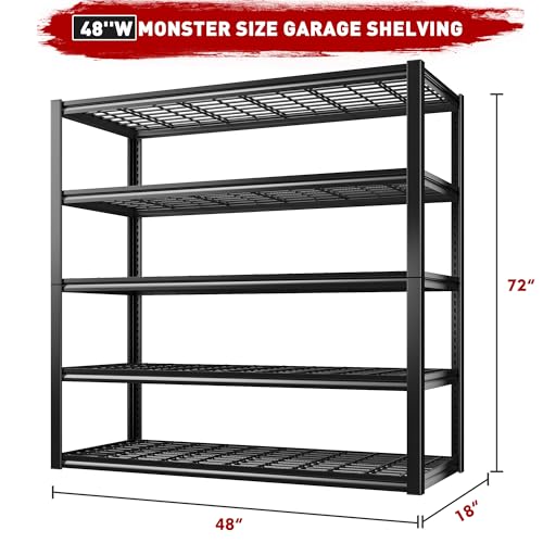 48" W Garage Shelving Heavy Duty Load 2500LBS (48''W X 72''H X18''D)