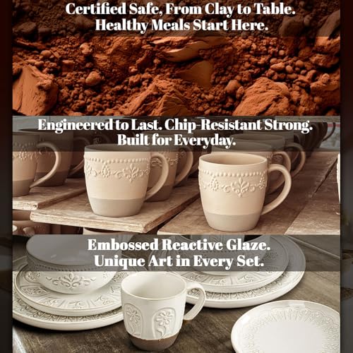 Plates And Bowls Sets (Damask Floral (24 Pieces) (White))