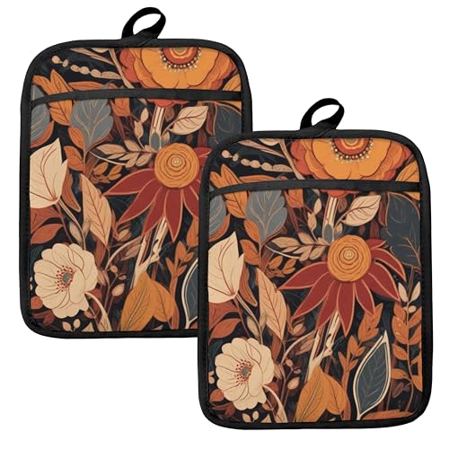 Boho Vintage Floral Pot Holders for Kitchen (Haodh-12)
