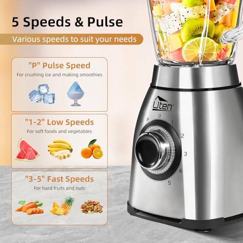 800 Watt Hight Speed Countertop Blender for Smoothies and Shakes (5 Speed Settings and Pulse)