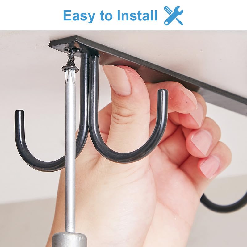 Mug Rack Under Cabinet (Black / 2 Pack)