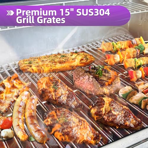9MM 15" Stainless Steel Grill Grates for Weber Spirit E (15" Spirit 200)