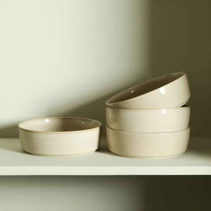 Stone Lain Eden 4-Piece Pasta Bowl Set Stoneware, Beige