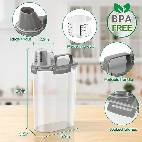 Rice Container Cereal Storage Container 2 Pack 5 Lbs (Grey 3+3Qt)