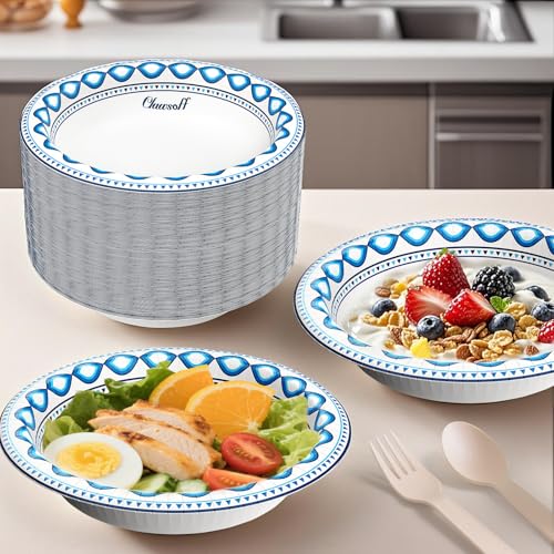 20 oz 180 Pack Paper Bowls Bulk Heavy Duty Disposable Bowls Blue (Blue / 20 oz)