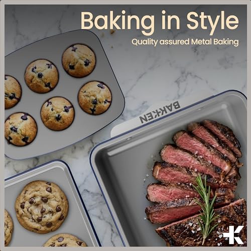 Bakken 8 Piece Ceramic Coated Bakeware Sets (Blue)