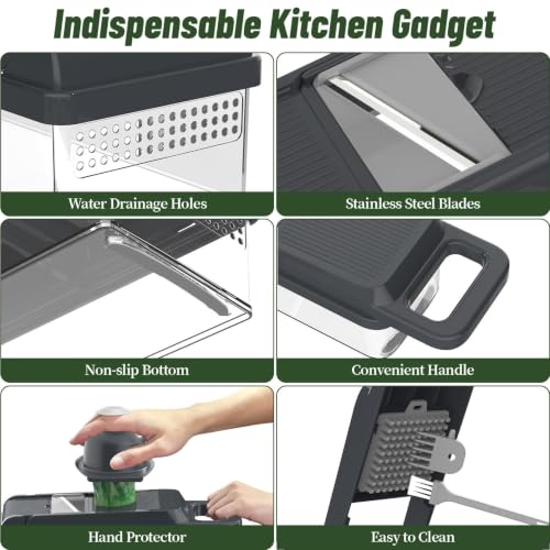 15-in-1 Vegetable Chopper 10 Blades, Veggie Cutter with Handle, Grey (Gray / 10 blades)