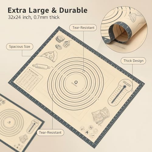 Silicone Baking Pastry Dough Mat (24"W x 32"L)