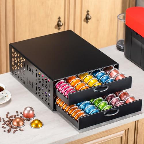 for Vertuo Pod Holder Coffee Pod Storage for Nespresso Pod Organizer Large Capacity Fits All Size Vertuo Pods 2 Tier Drawer (Standard Style)