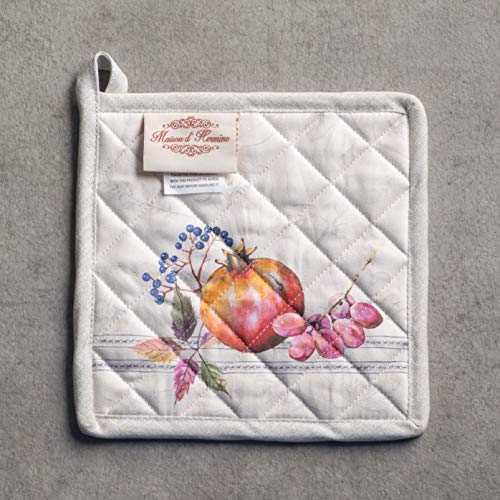 Pot Holders 100% Cotton Potholders (089 - Fruit D'hiver / 8" x 8" (Pot Holder Pack of 2))