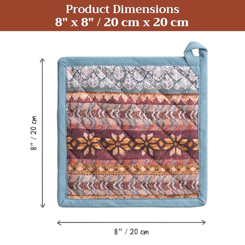 Pot Holders 100% Cotton Potholders (022 - Fair Isle / 8" x 8" (Pot Holder Pack of 2))