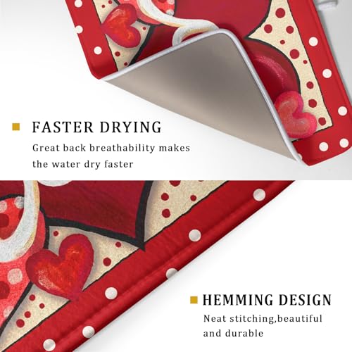 Love Heart Dish Drying Mat 18"x24" Red Dots Microfiber Dish Rack Mat Holiday Absorbent Fast Dry Draining Pad for Kitchen Counter Bar Sinks (Love Heart / 24" x 24")