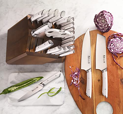 HELENA Series German Steel Forged Knife Block Set (23-Piece / White)