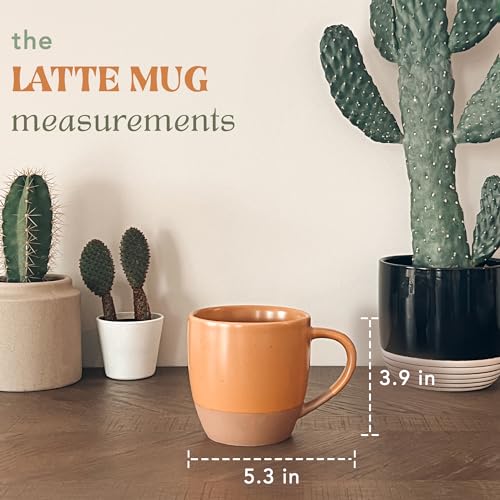 Ceramic Artisan Matte Large Latte Mug Set of 4 (Safari Colors)