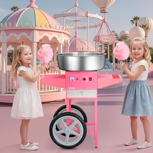Electric Cotton Candy Machine with Cart (Pink / With Cart)