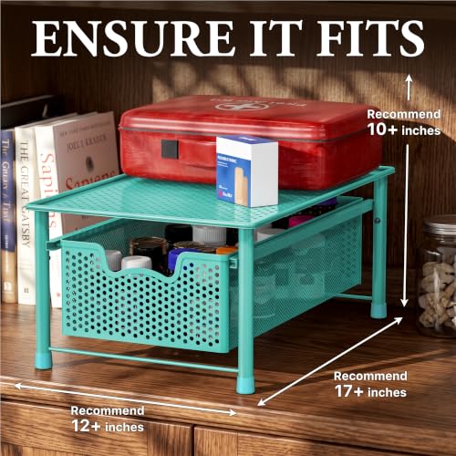 Stackable Cabinet Basket Drawer Organizer (1-Tier / Turquoise)