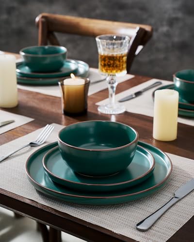 Mercury 24 Piece Stoneware Dinnerware Set (Dark Green / Service for 8 (Standard Dinner Set))