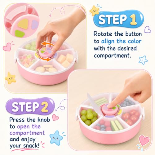 Kids' Rotating Snack Container Set (Pink 2 Pack)