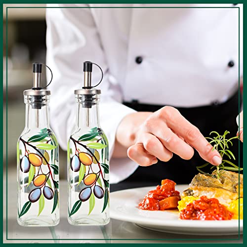 7oz Hand Painted Glass Olive Oil Bottle Dispenser (Olive)