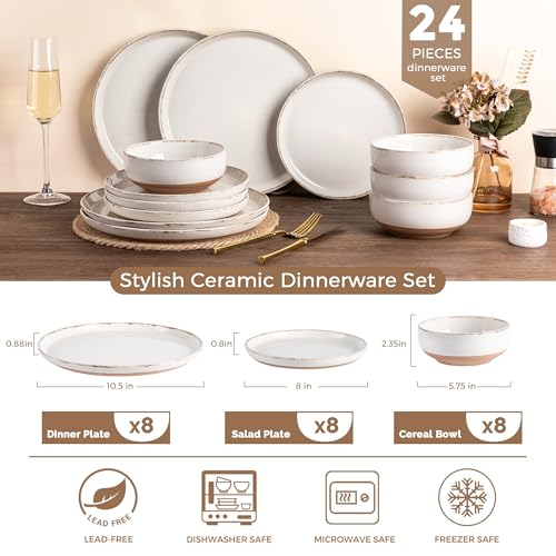 Dinnerware Sets for 8 (Light Beige / Service For 8(24Pcs))