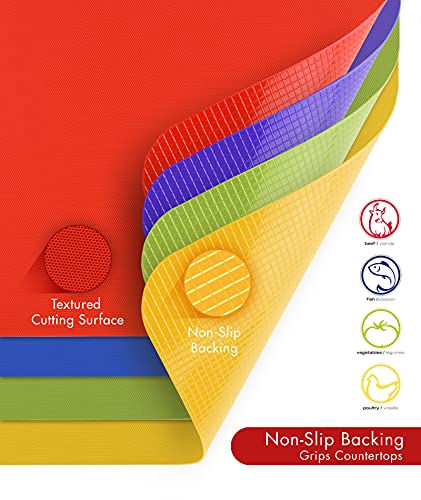 Heavy Duty Grippmat Flexible Cutting Board Set of Four 8 x 11 inches (8 x 11 inches / Blue, Green, Yellow and Red)