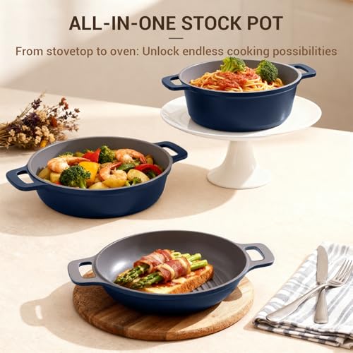 4.5 Qt Non Stick Soup Pot with Lid (Navy Blue)