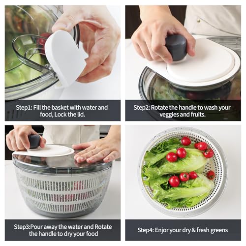 Salad Spinner Lettuce Spinner (White)