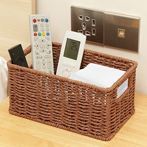 Woven Baskets for Storage (12 x 8 x 6 inches / Dark Brown)