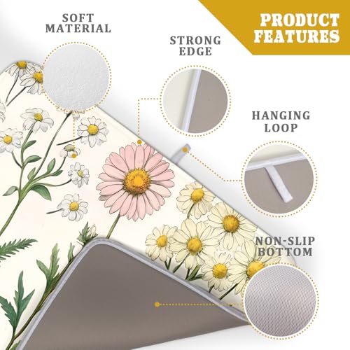 Wild Flowers Dish Drying Pad Reversible Microfiber Dish Mat Floral Drainer Rack Coffee Bar 18 X 24 Inch (Blossom Daisy 1104 / 24" x 18")
