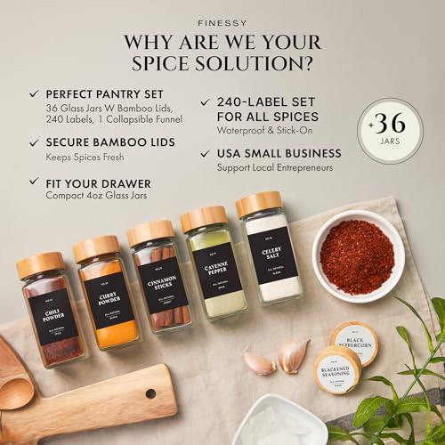 Thick Glass Spice Jars With Bamboo Lids 4 oz