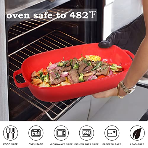 6 Quart Large Rectangular Baking Dish (6 quart Red)
