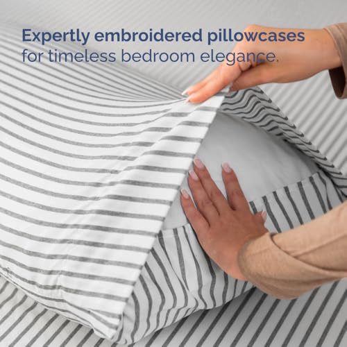 Flex Top Split Head King 4 Piece Sheet Set (45 - Grey Stripes 2 / Split Head/Flex Top)