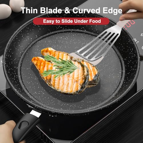 2 Piece Silicone Fish Spatula for Nonstick Cookware (Khaki)
