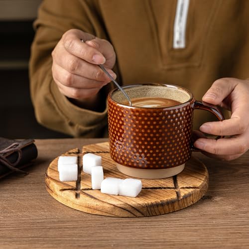12 OZ Stackable Coffee Mugs Set of 4 (Caramel / 12 Ounces)