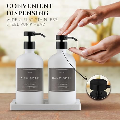 Glass Soap Dispenser Set of 2 (White/Black)