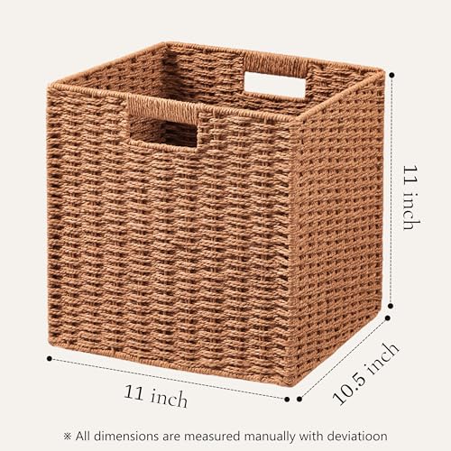 3 Pack Wicker Basket (Cube-3pack 11"×11"×10.5" / Caramel)