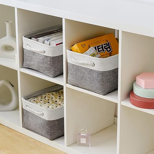 Storage Bins for Shelves (White&Grey / 3PCS/Medium -13.8Lx9.8Wx6.7H)