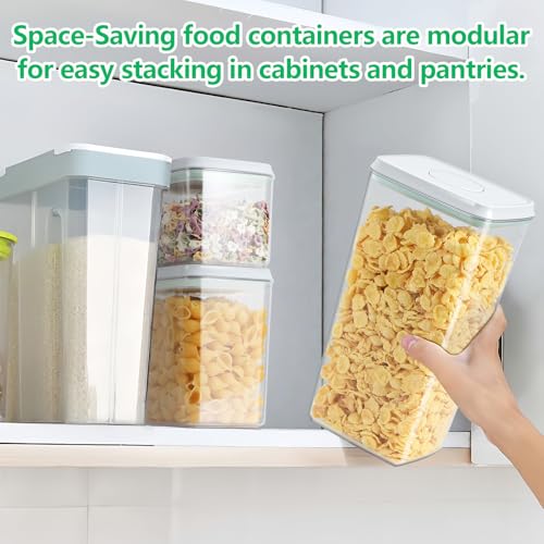 3 Pack Pasta Sugar Storage Containers with Pop (1.26+2.11+3.48Qt-Rectangle)