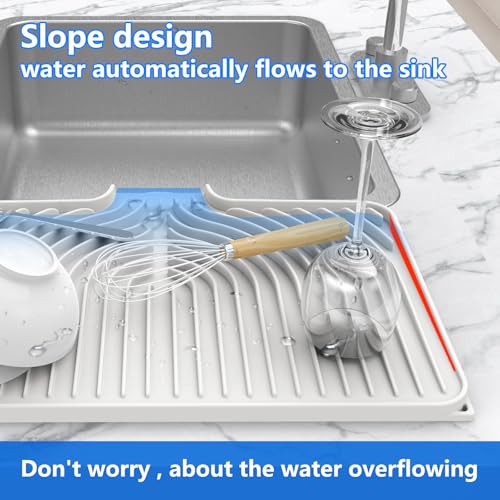 Dish drying mats for kitchen counter (18"×12" / White)