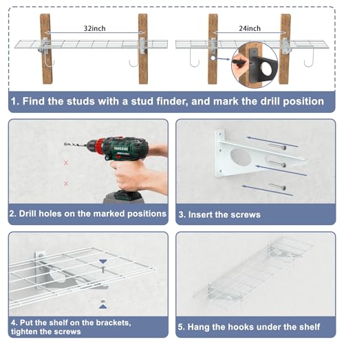 2 Pack Garage Wall Shelves (White / 12*48inch)