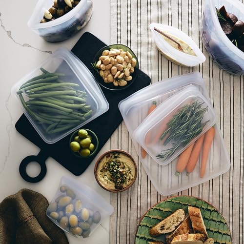 Silicone Reusable Food Storage Bags (Sea Spray+Coral+Deep Ocean / 6-Pack)