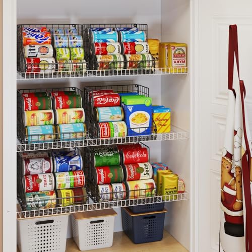 4 Pack Stackable Can Organizer for Pantry with Adjustable Dividers (4 Count)