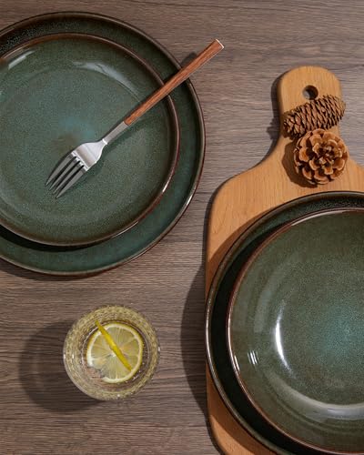Stoneware Dinnerware Sets for 8 (Brown Green / Set (32pcs))