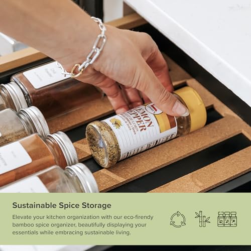 Expandable Spice Drawer Organizer (Black Bamboo)