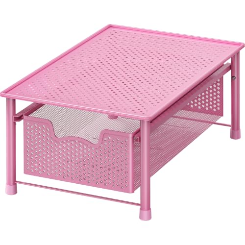 Stackable Cabinet Basket Drawer Organizer (1-Tier / Pink)