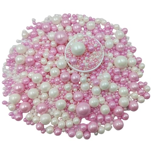 Edible White Pink Sugar Pearls Candy Sprinkles 120G (White Pink)