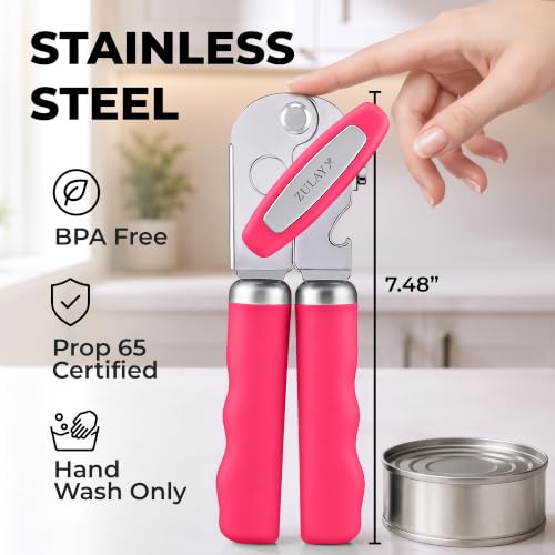 Stainless Steel Swing Open Manual Can Opener Comfortable Grip (Dragonfruit / Swing Open)