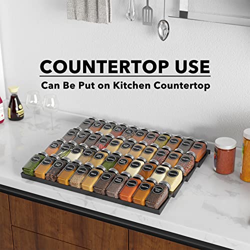 Spice Drawer Organizer with 44 Spice Jars (44 Jars, 20.25" Wide)