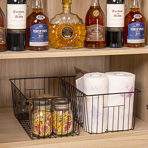 16inch Freezer Wire Storage Organizer Baskets (Black)